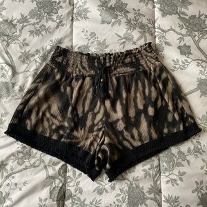 Black and brown tie dye boho shorts